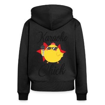 Karaoke Singer Chicken Karaoke - Frauen Premium Bio Zip Hoodie - Schwarz - Hinten - Julia (174cm)