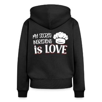 Chef Secret Ingredient Is Love Cooking Chef - Women's Premium Organic Zip Hoodie - black - Back - Julia (174cm)