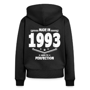 30. Geburtstag Made in 1993 Aged to Perfection - Frauen Premium Bio Zip Hoodie - Schwarz - Hinten - Julia (174cm)