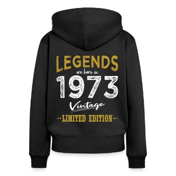 50. Geburtstag Legends 1973 Vintage 1973 - Frauen Premium Bio Zip Hoodie - Schwarz - Hinten - Julia (174cm)