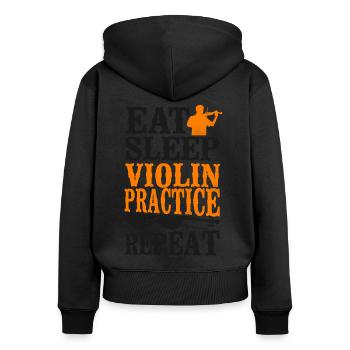 Violin Violinist Vintage Eat Sleep - Frauen Premium Bio Zip Hoodie - Schwarz - Hinten - Julia (174cm)
