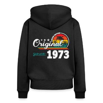 50th Birthday Vintage 1973 Original Since 1973 - Women's Premium Organic Zip Hoodie - black - Back - Julia (174cm)