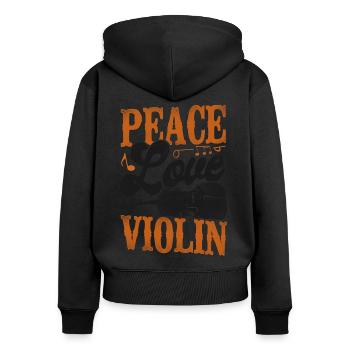 Violon Violoniste Fille Vintage - Sweat à capuche zippé Premium bio Femme - noir - Dos - Julia (174cm)