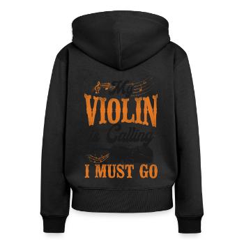 Violin Violinist Vintage My Violin - Frauen Premium Bio Zip Hoodie - Schwarz - Hinten - Julia (174cm)