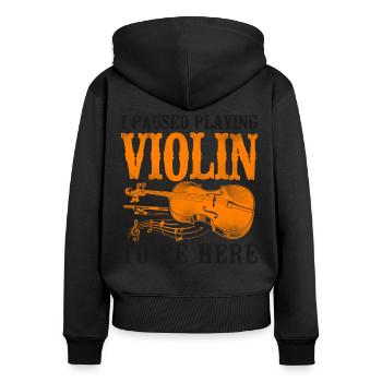 Violin Violinist Vintage I Paused - Frauen Premium Bio Zip Hoodie - Schwarz - Hinten - Julia (174cm)