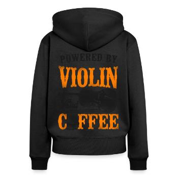 Violon Violoniste Café Vintage - Sweat à capuche zippé Premium bio Femme - noir - Dos - Julia (174cm)