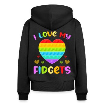 I love my fidgets for a fidget toy fan - Women's Premium Organic Zip Hoodie - black - Back - Julia (174cm)