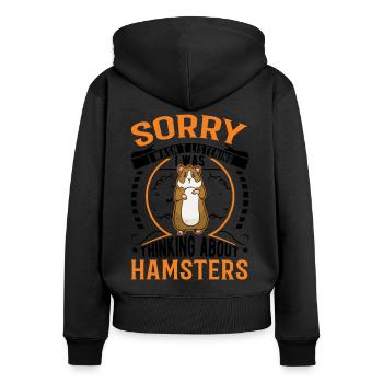 Hamster Hamsterrad Goldhamster Hamster - Frauen Premium Bio Zip Hoodie - Schwarz - Hinten - Julia (174cm)