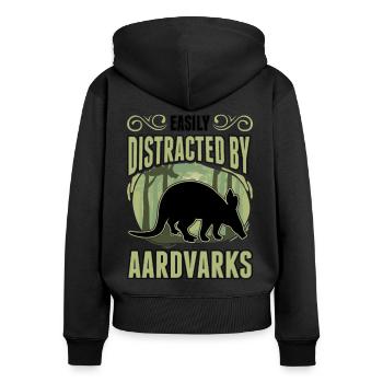 Facilement distrait par Aardvarks Aardvark - Sweat à capuche zippé Premium bio Femme - noir - Dos - Julia (174cm)