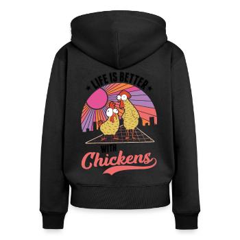 Life is better with chicken farmer - Women's Premium Organic Zip Hoodie - black - Back - Julia (174cm)