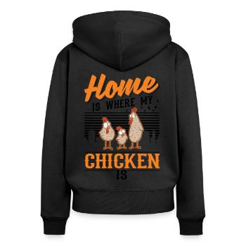 Poulets Home Farmer Poulet - Sweat à capuche zippé Premium bio Femme - noir - Dos - Julia (174cm)