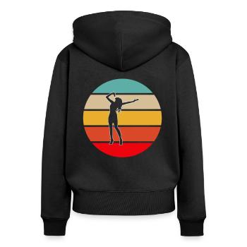 Chanter rétro - Sweat à capuche zippé Premium bio Femme - noir - Dos - Julia (174cm)