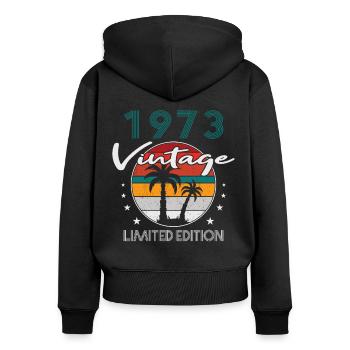 50. Geburtstag Vintage 1973 Limited Edition - Frauen Premium Bio Zip Hoodie - Schwarz - Hinten - Julia (174cm)