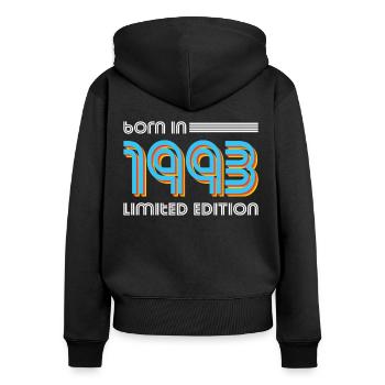 30. Geburtstag Born in 1993 Limited Edition - Frauen Premium Bio Zip Hoodie - Schwarz - Hinten - Julia (174cm)