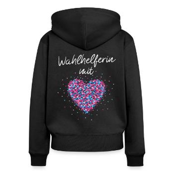 Wahlhelferin mit Herz Bundestagswahl Briefwahl - Frauen Premium Bio Zip Hoodie - Schwarz - Hinten - Julia (174cm)