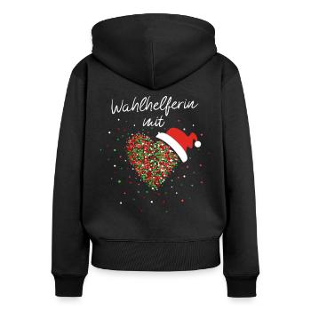 Wahlhelferin mit Herz Wahlvorstand Nikolaus - Frauen Premium Bio Zip Hoodie - Schwarz - Hinten - Julia (174cm)