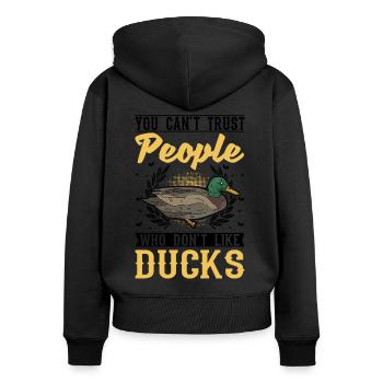 Duck Gift Duck Duck Breeder - Women's Premium Organic Zip Hoodie - black - Back - Julia (174cm)