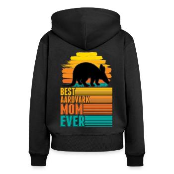 Meilleure maman Aardvark de tous les temps Erdferkel Mama - Sweat à capuche zippé Premium bio Femme - noir - Dos - Julia (174cm)