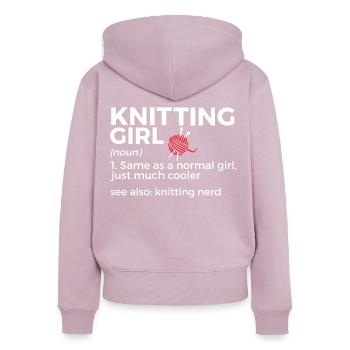 Tricoter - Sweat à capuche zippé Premium bio Femme - rose poudré - Dos - Julia (174cm)