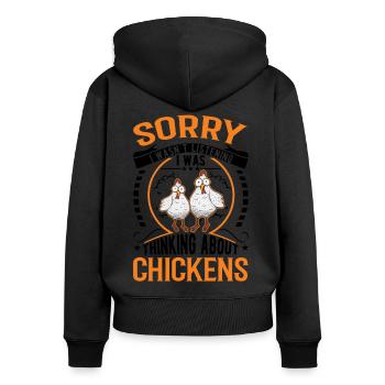 Poulets Éleveur Poulet Poulet - Sweat à capuche zippé Premium bio Femme - noir - Dos - Julia (174cm)