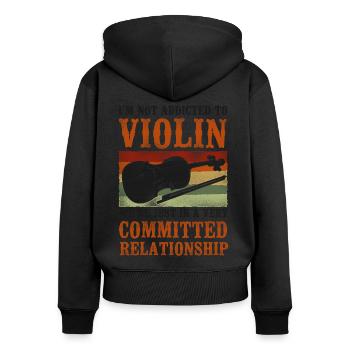 Violin Violinist Vintage Retro I'm - Frauen Premium Bio Zip Hoodie - Schwarz - Hinten - Julia (174cm)
