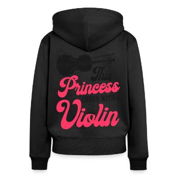 Violoniste Violoniste Fille This - Sweat à capuche zippé Premium bio Femme - noir - Dos - Julia (174cm)