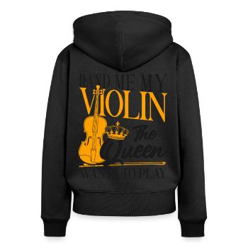 Violoniste Fille Hand Me My - Sweat à capuche zippé Premium bio Femme - noir - Dos - Julia (174cm)