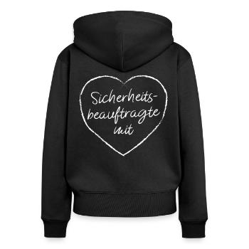 Sicherheitsbeauftragte mit Herz Angestellte - Frauen Premium Bio Zip Hoodie - Schwarz - Hinten - Julia (174cm)