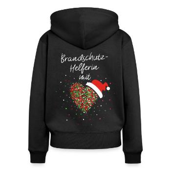 Brandschutzhelferin mit Herz Weihnachtsmotiv Xmas - Frauen Premium Bio Zip Hoodie - Schwarz - Hinten - Julia (174cm)