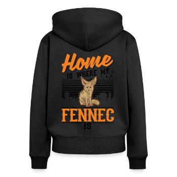 Zuhause ist wo mein Fennek ist - Frauen Premium Bio Zip Hoodie - Schwarz - Hinten - Julia (174cm)