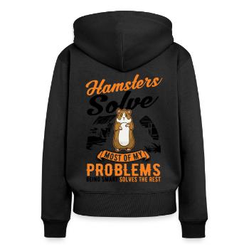 Hamster Besitzer Goldhamster Hamster - Frauen Premium Bio Zip Hoodie - Schwarz - Hinten - Julia (174cm)