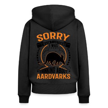 Aardvark Cadeau Aardvark - Sweat à capuche zippé Premium bio Femme - noir - Dos - Julia (174cm)