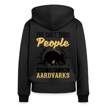 Aardvark Cadeau Aardvark - Sweat à capuche zippé Premium bio Femme - noir - Dos - Julia (174cm)