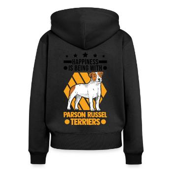 Parson Russell Terrier Luck - Women's Premium Organic Zip Hoodie - black - Back - Julia (174cm)
