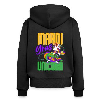 Karneval-einhorn-liebhaber-shenanigan-maskerade - Frauen Premium Bio Zip Hoodie - Schwarz - Hinten - Julia (174cm)