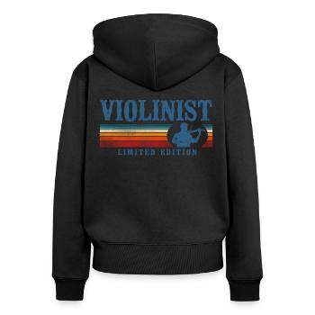 Violin Violinist Retro Vintage - Frauen Premium Bio Zip Hoodie - Schwarz - Hinten - Julia (174cm)