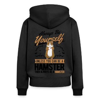 Soyez toujours vous-même Hamster doré - Sweat à capuche zippé Premium bio Femme - noir - Dos - Julia (174cm)