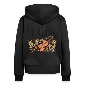 Violon Violoniste Maman Guépard - Sweat à capuche zippé Premium bio Femme - noir - Dos - Julia (174cm)