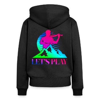 Violon Violoniste Rétro Années 80 90s - Sweat à capuche zippé Premium bio Femme - noir - Dos - Julia (174cm)