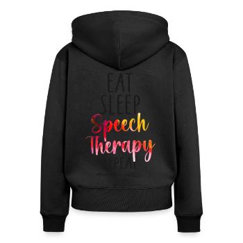 Assistant orthophoniste - Sweat à capuche zippé Premium bio Femme - noir - Dos - Julia (174cm)
