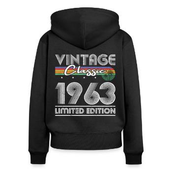 60th Birthday Vintage 1963 Classic 1963 - Women's Premium Organic Zip Hoodie - black - Back - Julia (174cm)