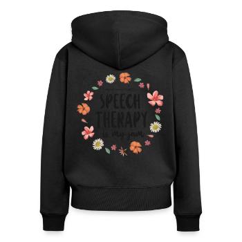 Assistant orthophoniste - Sweat à capuche zippé Premium bio Femme - noir - Dos - Julia (174cm)