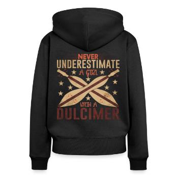 Dulcimer Girl Instrument Musik - Frauen Premium Bio Zip Hoodie - Schwarz - Hinten - Julia (174cm)