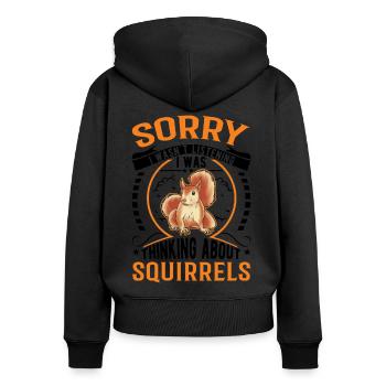 Écureuil Cadeau Écureuil Gris - Sweat à capuche zippé Premium bio Femme - noir - Dos - Julia (174cm)