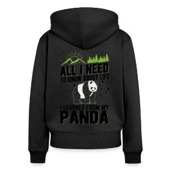Panda Gift Bamboo Panda Bear - Women's Premium Organic Zip Hoodie - black - Back - Julia (174cm)