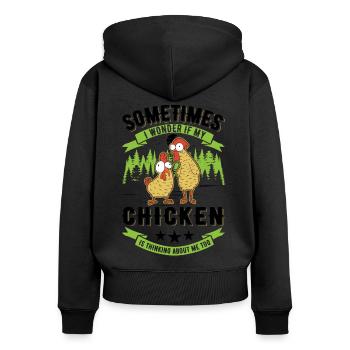 Poulets Élevage de poulets Éleveur de poulet - Sweat à capuche zippé Premium bio Femme - noir - Dos - Julia (174cm)