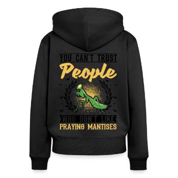 Gottesanbeterin Geschenk Mantis Fangschrecke - Frauen Premium Bio Zip Hoodie - Schwarz - Hinten - Julia (174cm)