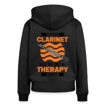 Clarinet Therapy Clarinetist - Women's Premium Organic Zip Hoodie - black - Back - Julia (174cm)