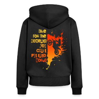 Live for Unforgettable Moments Adventure Biking - Women's Premium Organic Zip Hoodie - black - Back - Julia (174cm)