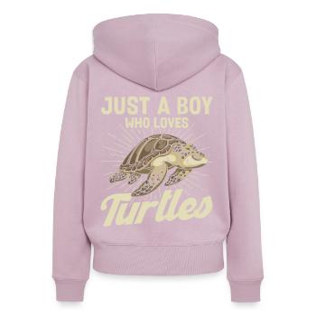 Juste un garçon qui aime les tortues - Sweat à capuche zippé Premium bio Femme - rose poudré - Dos - Julia (174cm)